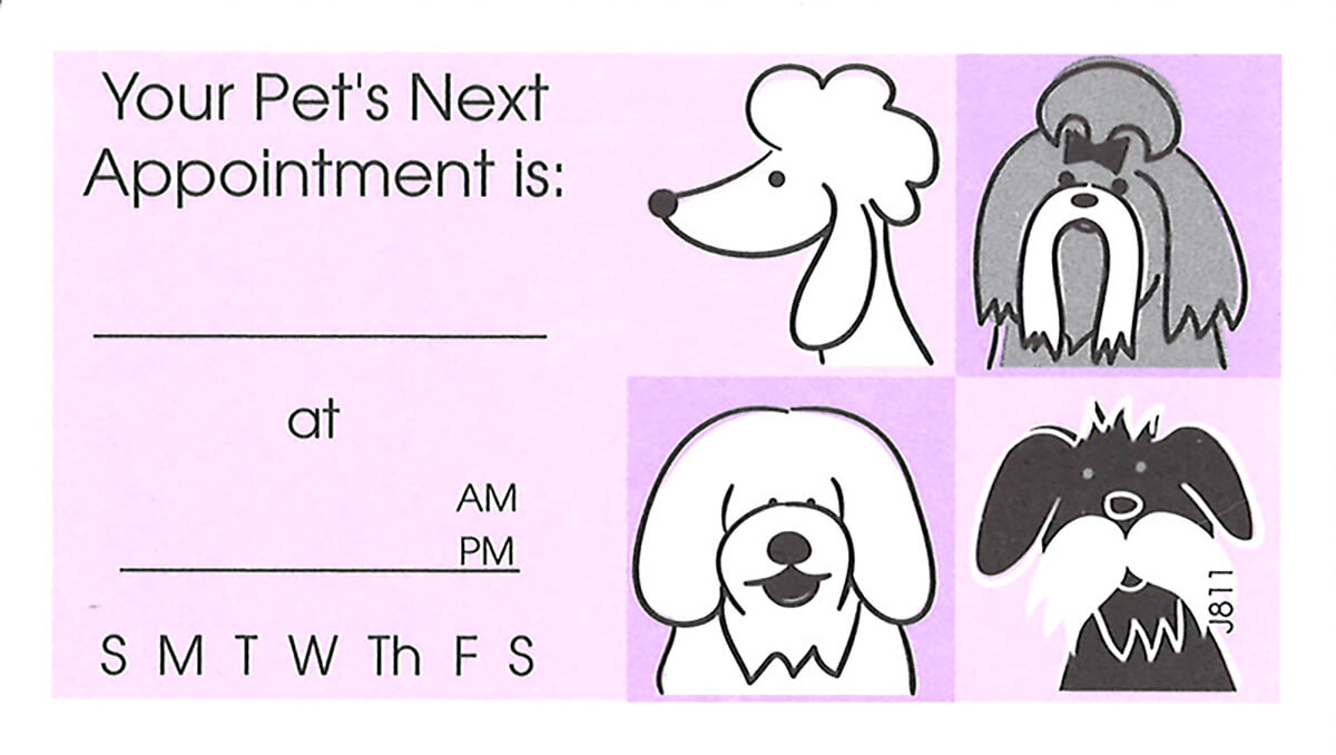 dog grooming appointment cards